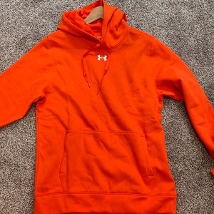 UA orange hustle fleece hoody